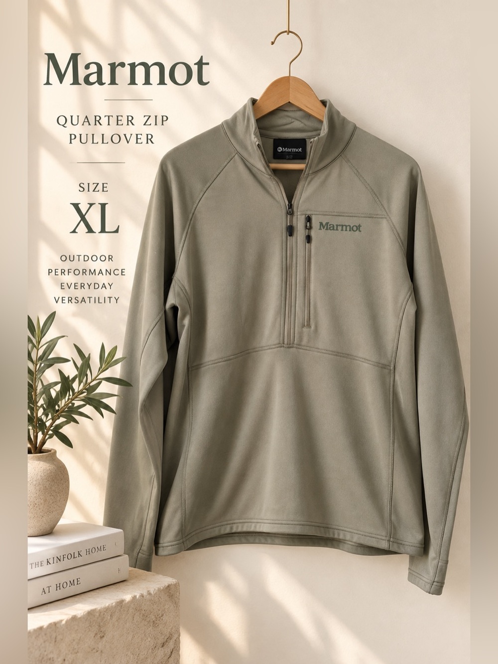 Marmot Men’s Quarter Zip Performance Pullover Olive Green Size XL